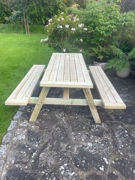 Heavy Duty Garden/Pub Picnic Table With Breadboard Ends, 3 of 7