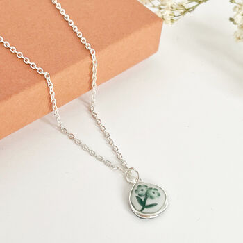Green And White Floral Handmade Clay Necklace, 3 of 6