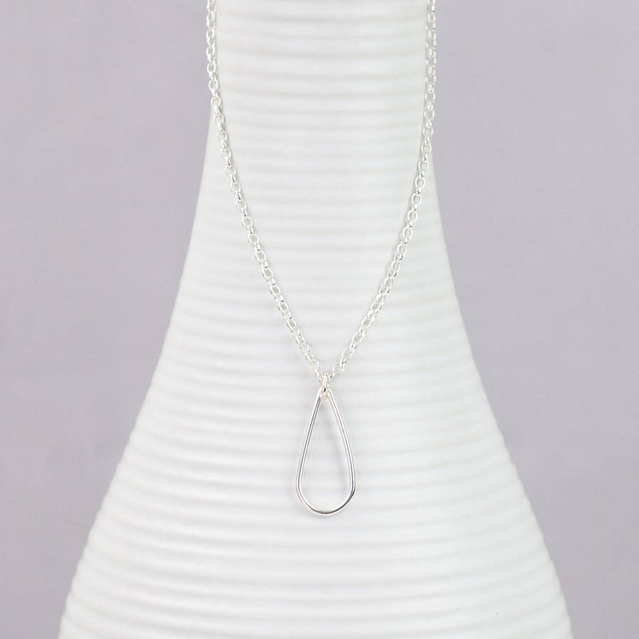 silver open teardrop necklace by tanya garfield jewellery