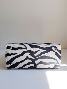 Leather Animal Zebra Print Crossbody Handbag, 7 of 12