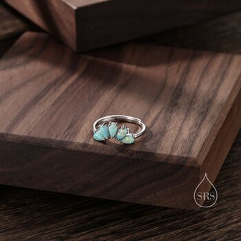 Aqua Green Opal Curved Chevron Ring Sterling Silver, 2 of 10