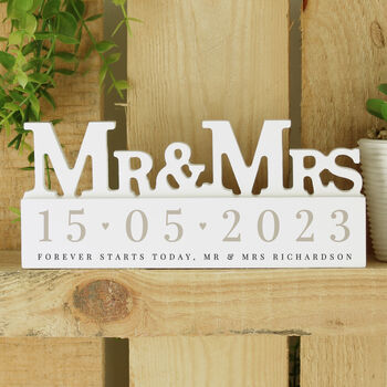 Personalised Wedding Day Mr And Mrs Ornament, 3 of 3
