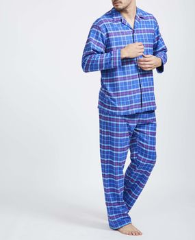 Men's Pyjamas Ultra Violet Tartan Flannel, 3 of 5