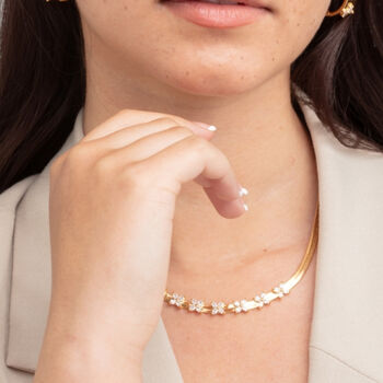 Kinmokusei 18 K Gold Plated Chain Floral Necklace, 2 of 6