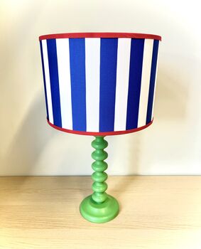 Carnival Table Lamp With Blue Stripe Shade, 2 of 5