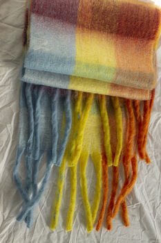 Pastel Rainbow Plaid Warm Wrap Scarf, 7 of 8