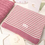 Girls Dainty Stripe Blanket, Bobble Hat And Mittens Set, thumbnail 11 of 12