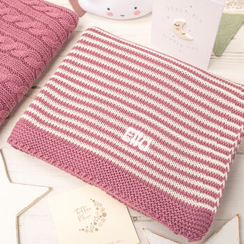 Girls Dainty Stripe Blanket, Bobble Hat And Mittens Set, 11 of 12