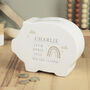 Personalised Rainbow Piggy Bank For New Baby, thumbnail 1 of 4