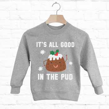 It's All Good In The Pud Kids' Christmas Sweatshirt, 2 of 6