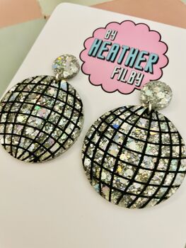 / Sparkly Mirror Ball Gift / Festival Statement Jewellery Silver Party Accessory / New Year's Eve Jewellery Shimmering Club Style, 3 of 6