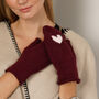 Cosy Heart Mittens – Alpaca Wool Blend Women’s Knitted Mittens In Burgundy Or Olive, thumbnail 7 of 8