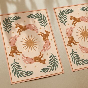 ‘Wild’, Celestial Horse Floral Western Art Print Rodeo Cowboy Poster, 2 of 3