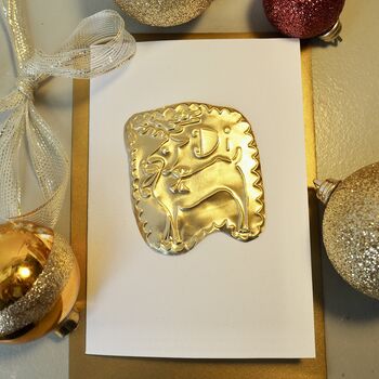 Handmade Gold Foil Reindeer Christmas Card, 2 of 5