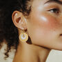 White And Yellow Stripey Circular Earrings, thumbnail 2 of 6