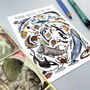 Marine Wildlife Of Britain Watercolour Postcard, thumbnail 9 of 12