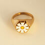 Signet Ring With Cute White Enamel Daisy Flower, thumbnail 4 of 4