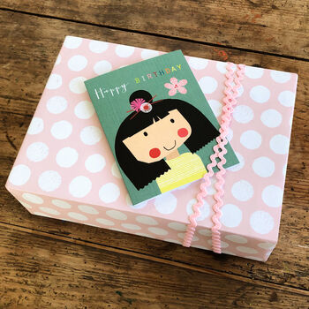 Mini Blue Flower Girl Birthday Card, 3 of 4