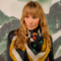 Regal Doves And Lions Multicolour On Black Luxury Silk Scarf 120cm * 120cm, thumbnail 1 of 5