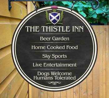 Thistle Inn Personalised Home Pub Sign Man Cave Sign, 2 of 9