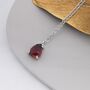 Genuine Red Garnet Droplet Necklace Sterling Silver, thumbnail 3 of 12