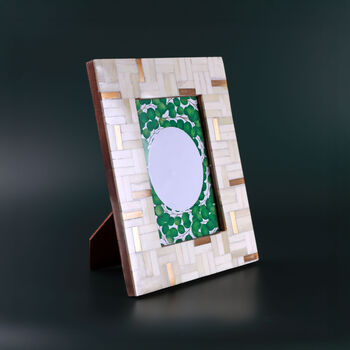 G Decor Milano Linea Handcrafted Horn Bone And Brass Photo Frame Cream And Gold Picture Display, 3 of 3