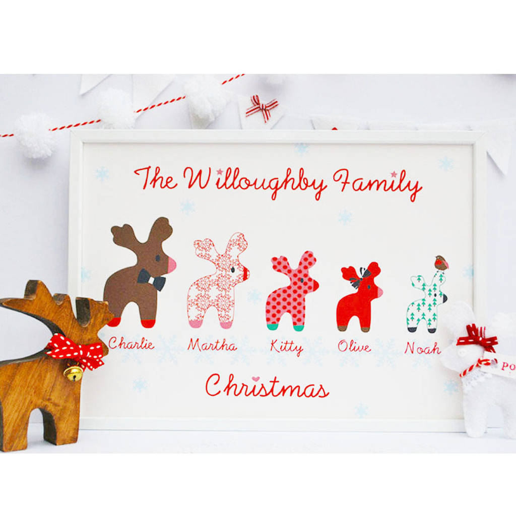 Family Christmas Reindeer Print By buttongirl designs | notonthehighstreet.com