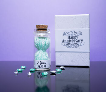 Personalised 7th Wool Anniversary Mini Bottle Keepsake Gift, 3 of 5