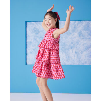Cuore Girls Cotton Dress With Matching Hair Clip, 4 of 4