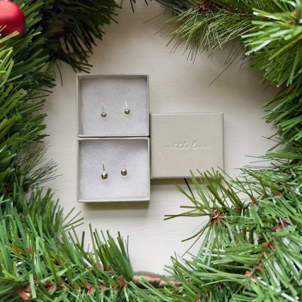 Classic Ball Drop Earrings Small Or Medium Sterling Silver, 1 of 7