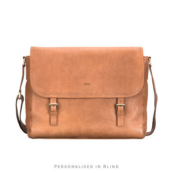 Personalised Mens Handcrafted Leather Satchel 'Ravenna', 3 of 12