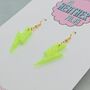 Neon Green Glitter Lightning Bolt Earrings Small And Large, thumbnail 7 of 10