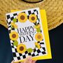 Sunflower Check Happy Wedding Day Card, thumbnail 1 of 2