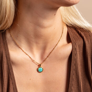 Gold Vermeil Plated Amazonite Pendant Disc Necklace, 8 of 8
