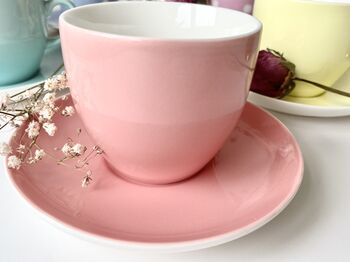 Four X Set Of Cups And Saucers Pastel Colours, 4 of 4