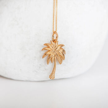 Palm Tree Necklace In 18ct Gold Plated Sterling Silver, 2 of 11