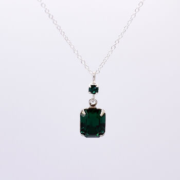 Emerald Green Crystal Pendant Necklace, 4 of 8
