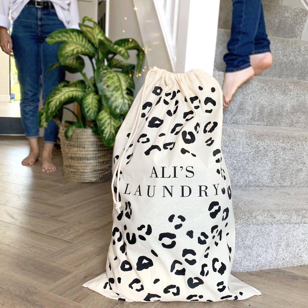 Personalised Leopard Print Laundry Bag