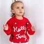 Christmas Holly Jolly Knitted Jumper, thumbnail 1 of 5