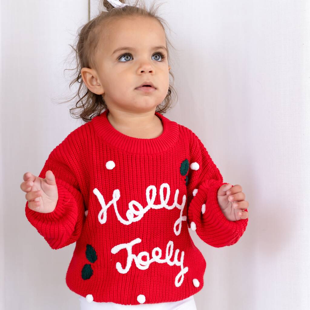 Christmas Holly Jolly Knitted Jumper, 1 of 5