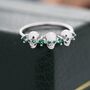Sterling Silver Triple Skull Ring With Emerald Green Cz, thumbnail 1 of 10