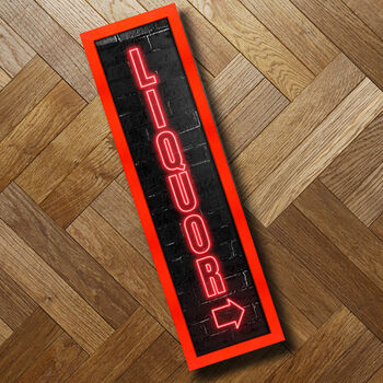 'Liquor' Red Neon Sign | Framed Print | Bar Sign, 3 of 3
