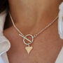 Sterling Silver Personalised Love Heart Charm Toggle T Bar Necklace, thumbnail 3 of 4