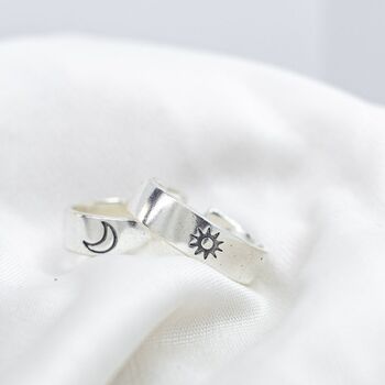 Wide Adjustable Couple Moon And Sun Promise Ring, 2 of 6