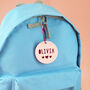 Two Tone Round Personalised Name School Bag Tag, thumbnail 3 of 8