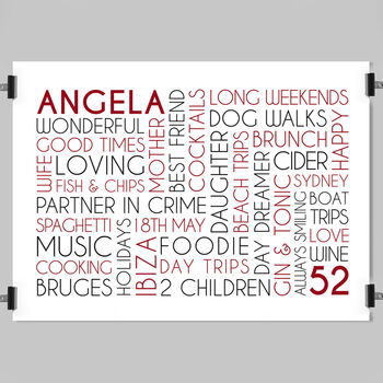 Personalised Any Age Birthday Landscape Word Art, 7 of 8