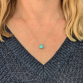 The Nugét Turquoise Birthstone Necklace, Silver, 5 of 7
