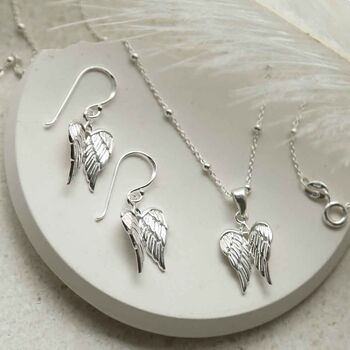 Sterling Silver Cherub Wings Dangly Earrings, 4 of 6