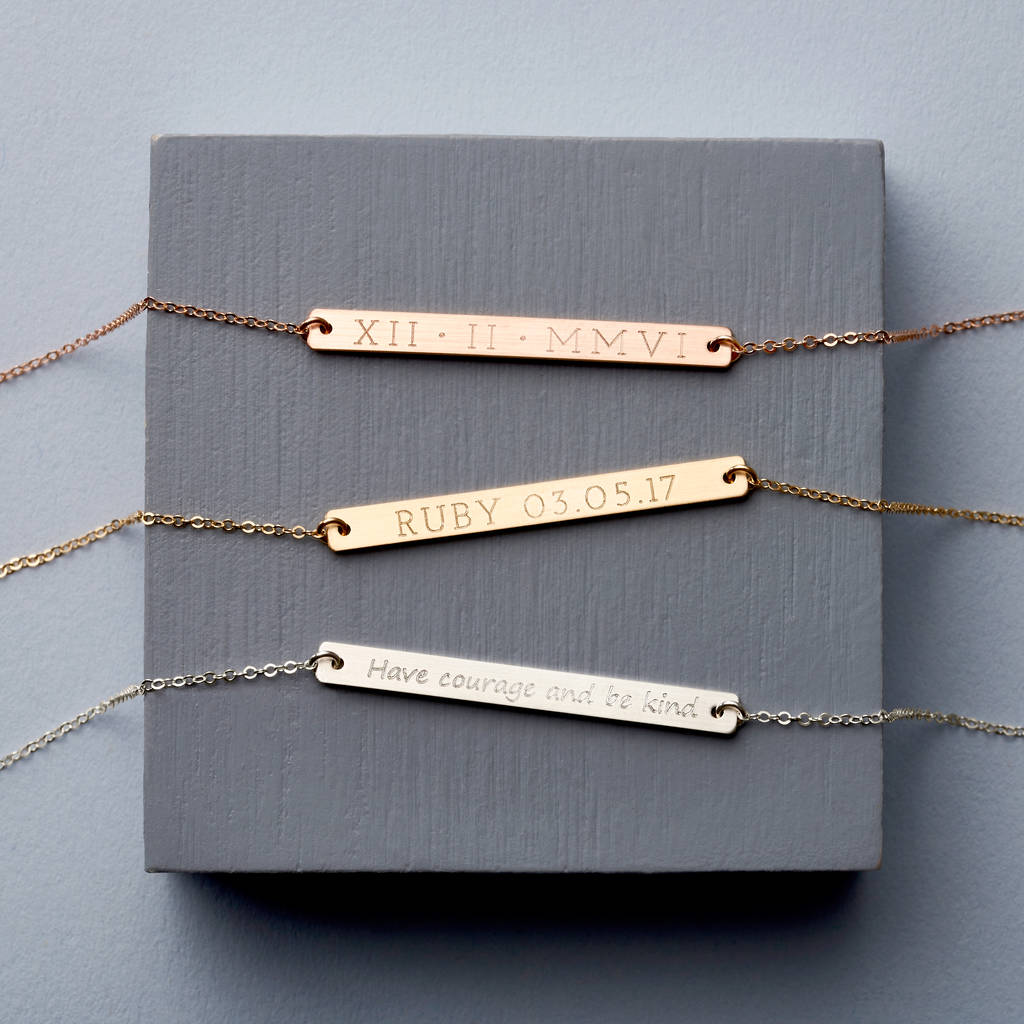 Personalised Long Bar Message Necklace By Full Circle Designs