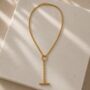 Bar Chain Lariat Gold Plated Necklace, thumbnail 2 of 3